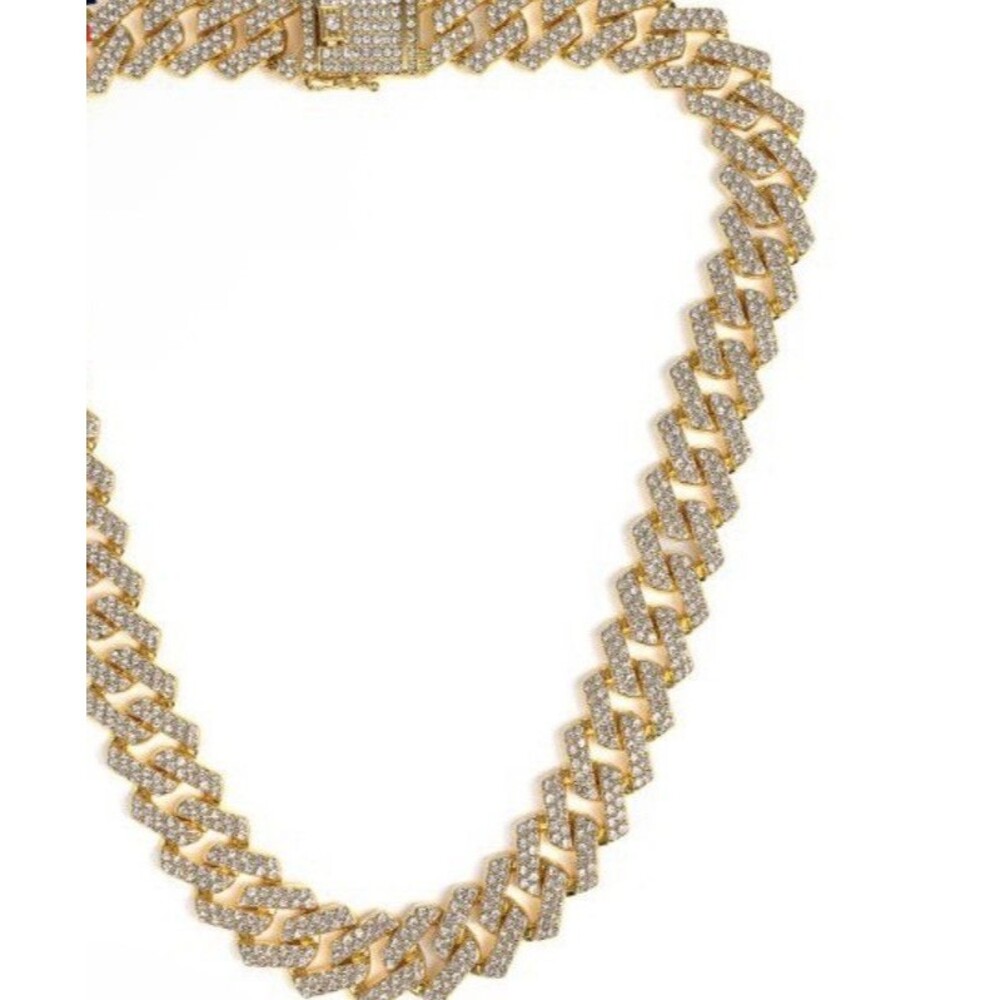 Invicta Elements Men's Iced out Cuban Chain Necklace, Gold (80854)